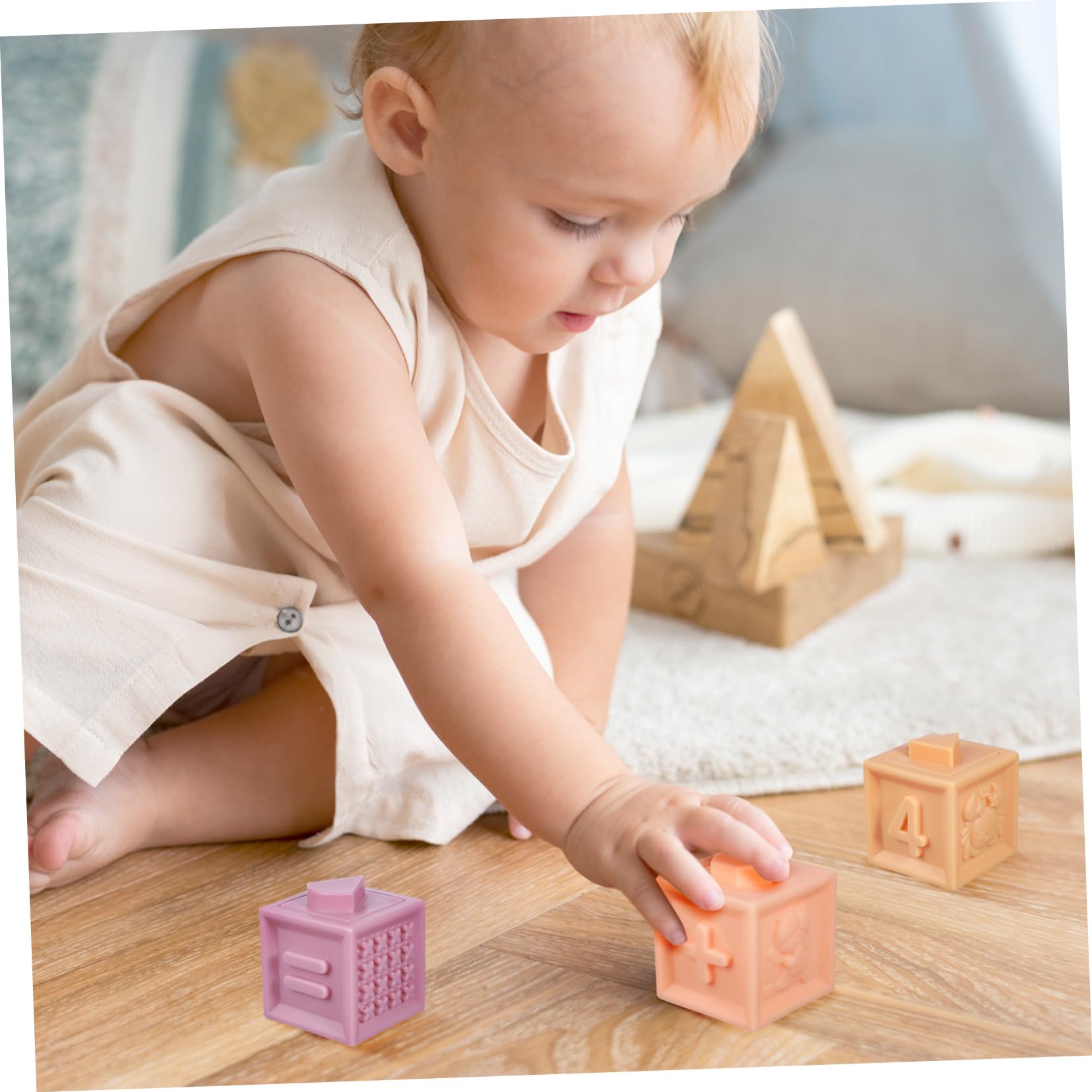 12 Piezas Bloques Blandos de Goma para Bebés Juguetes de Construcción Suaves con Formas de Animales y Números Educativo Seguro para Niñas Incluye Bolsa de Almacenamiento