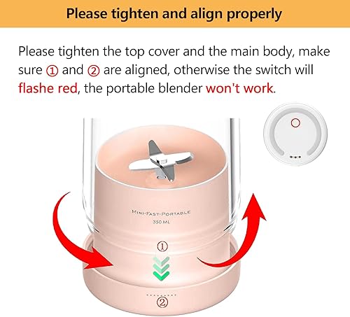 Miniatura 3 de Licuadora portátil personal para batidos y jugos, recargable por USB, taza de viaje compacta de 11.8 fl oz con cuchillas de acero inoxidable, sin
