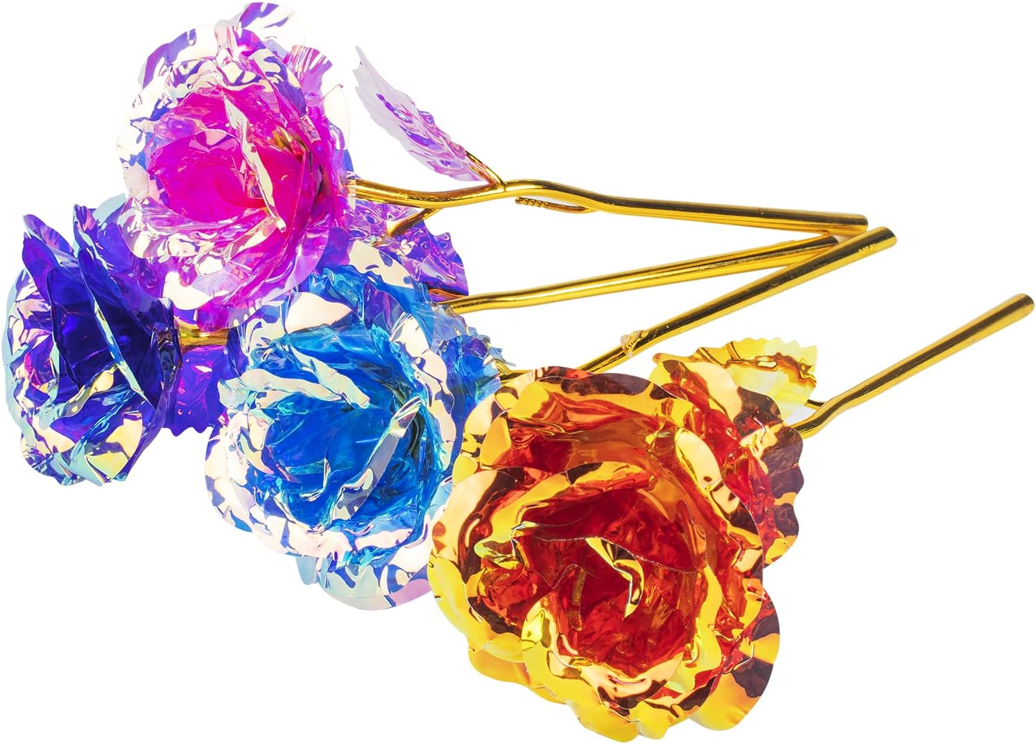 Wowagoga 12 Pcs 24K Galaxy Rose Artificial Flowers, 4