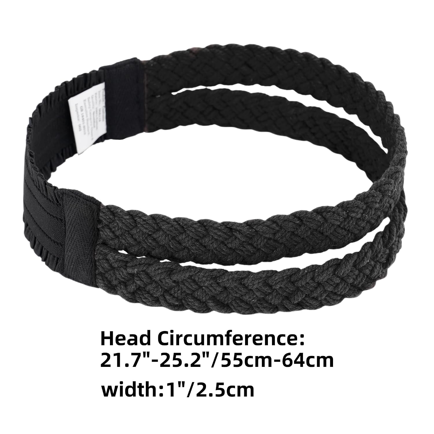 DAZCOS Renaissance Braided Headbands for Women Wide Double Braid Hair Band Boho Hairpiece，Black