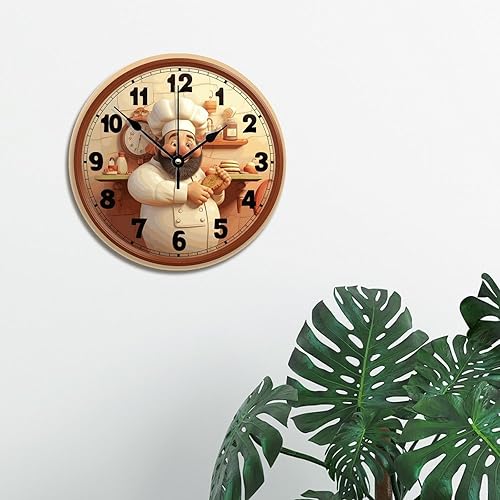 Miniatura 2 de ArogGeld Itanlian ChefRound - Reloj de pared para cocina, funciona con pilas, 12 pulgadas, silencioso, sin tictac, reloj colgante de granja,