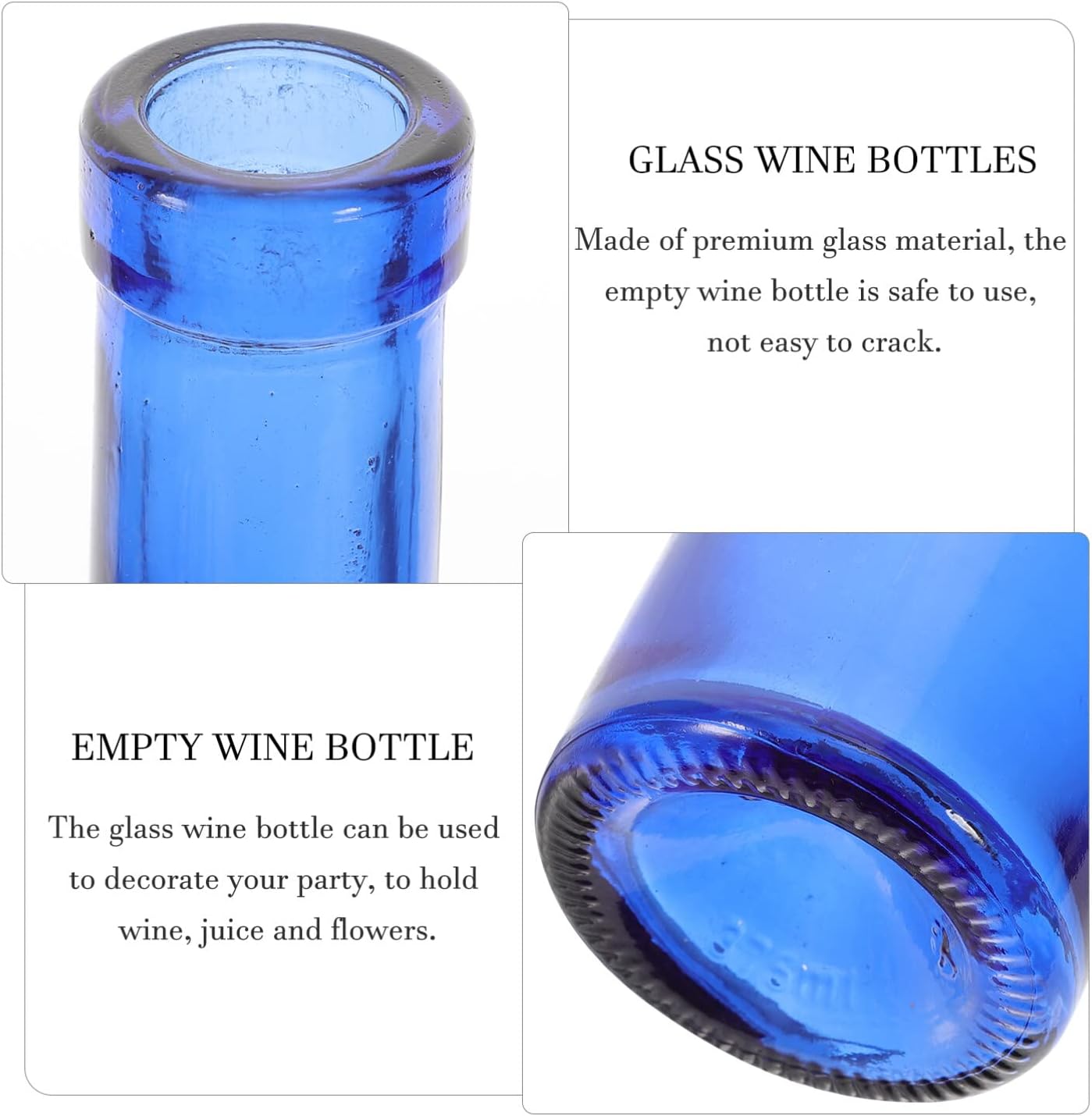 2pcs Decorative Empty Wine Bottle Multifunctional Glass Wine Bottle for Party Flower Vase 375ml