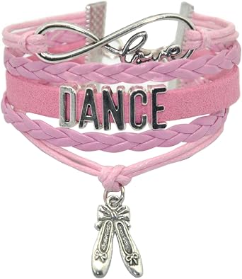 Vikitoriously Dance Bracelet Dancing Infinity love Belly Ballroom Just Dance Charm Bracelet For Women, Adult Dancer, Dance Mom, Dance Teacher, Dance Lovers Pink