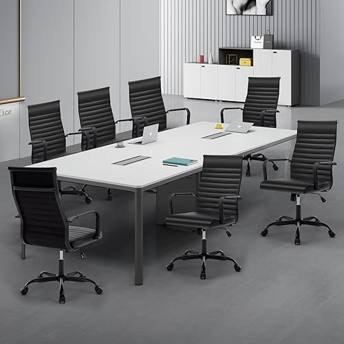 Miniatura 4 de Sillas de sala de conferencias, silla de oficina ejecutiva ergonómica, silla de escritorio de cuero acanalado con soporte lumbar, silla giratoria de