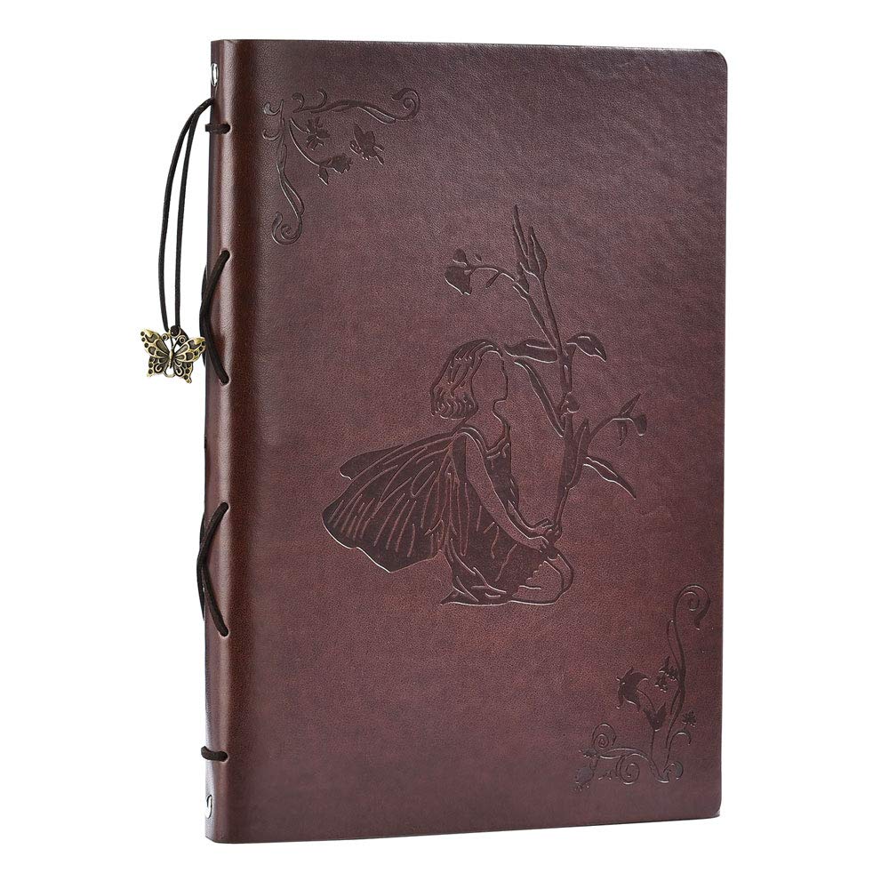ZEEYUAN Photo Album Scrapbook,Leather Vintage Photo Albums Black Pages,DIY Wedding Memories Photo Book,Unisex Christmas Valentines Birthday for Women,Friends,Lovers (Coffee Girl)