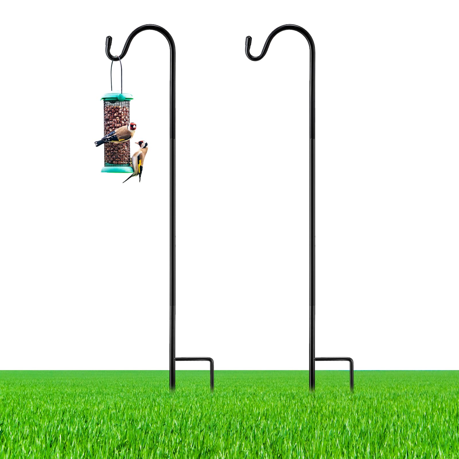 2 Pcs 45 Inch Shepherds Hook for Outdoor Adjustable Bird Feeder Pole