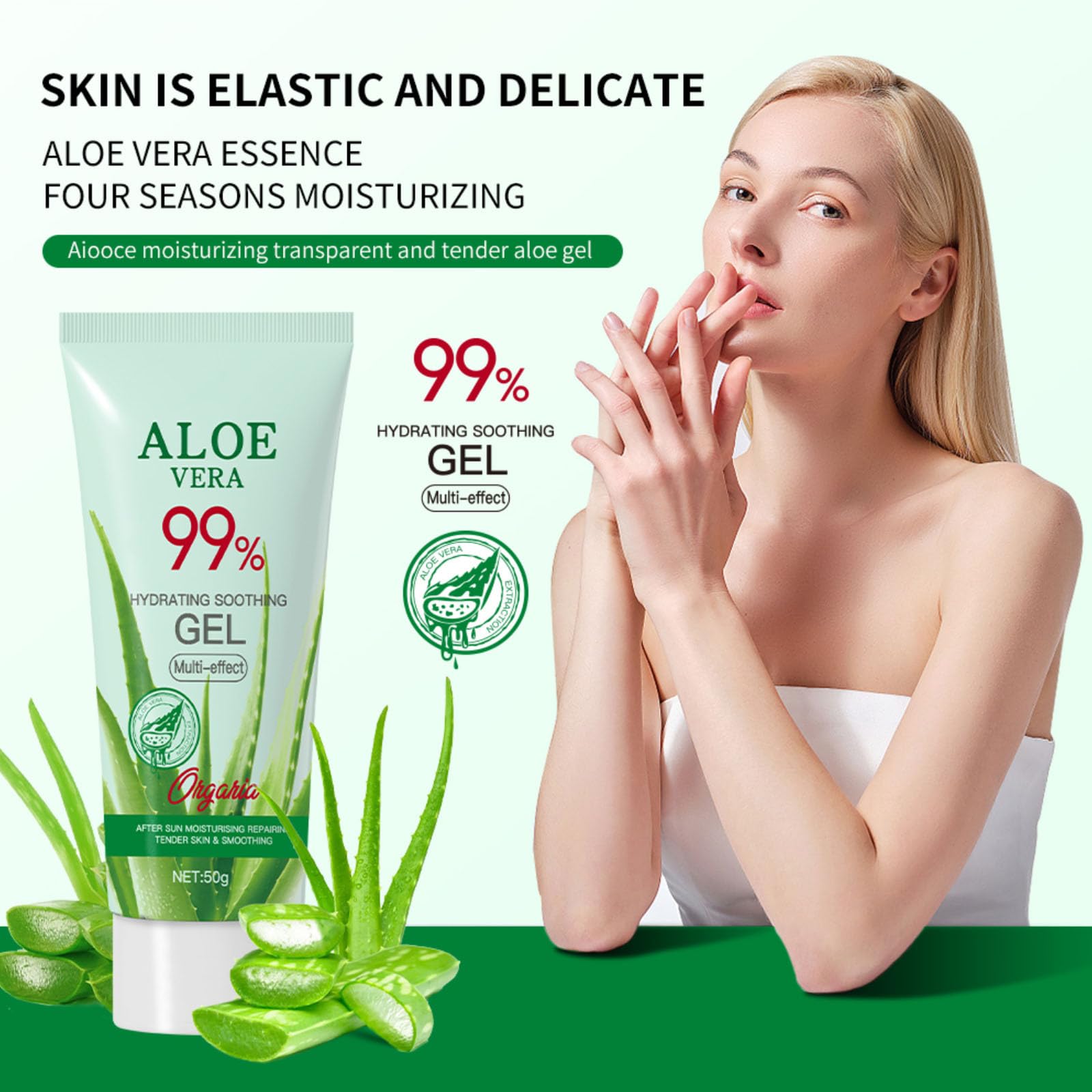 2 szt. Żel Aloe Vera 99% czystego aloesu nawilżający do twarzy i ciała, naturalny nawilżający zapach i odżywianie, nawilżacz po opalaniu