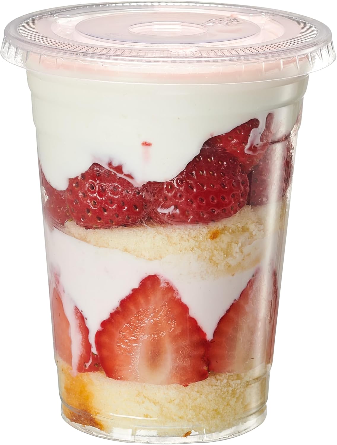 GUSTO 16 oz. Clear Plastic Cups With Flat Lids 50 Count (No Hole), Fruit Cups with Lids for Party - Perfect for Smoothies, Milkshakes, and To-Go Beverages -(Formelry Comfy Package)