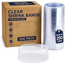 Pack of 250 Clear Shrink Bands with Maximum Diameter of 3.5 inches for 89mm Caps Tamper Evident Heat Shrink Seals for Jars, Bottles & Containers Non-Perforated Safety Sealing Bands