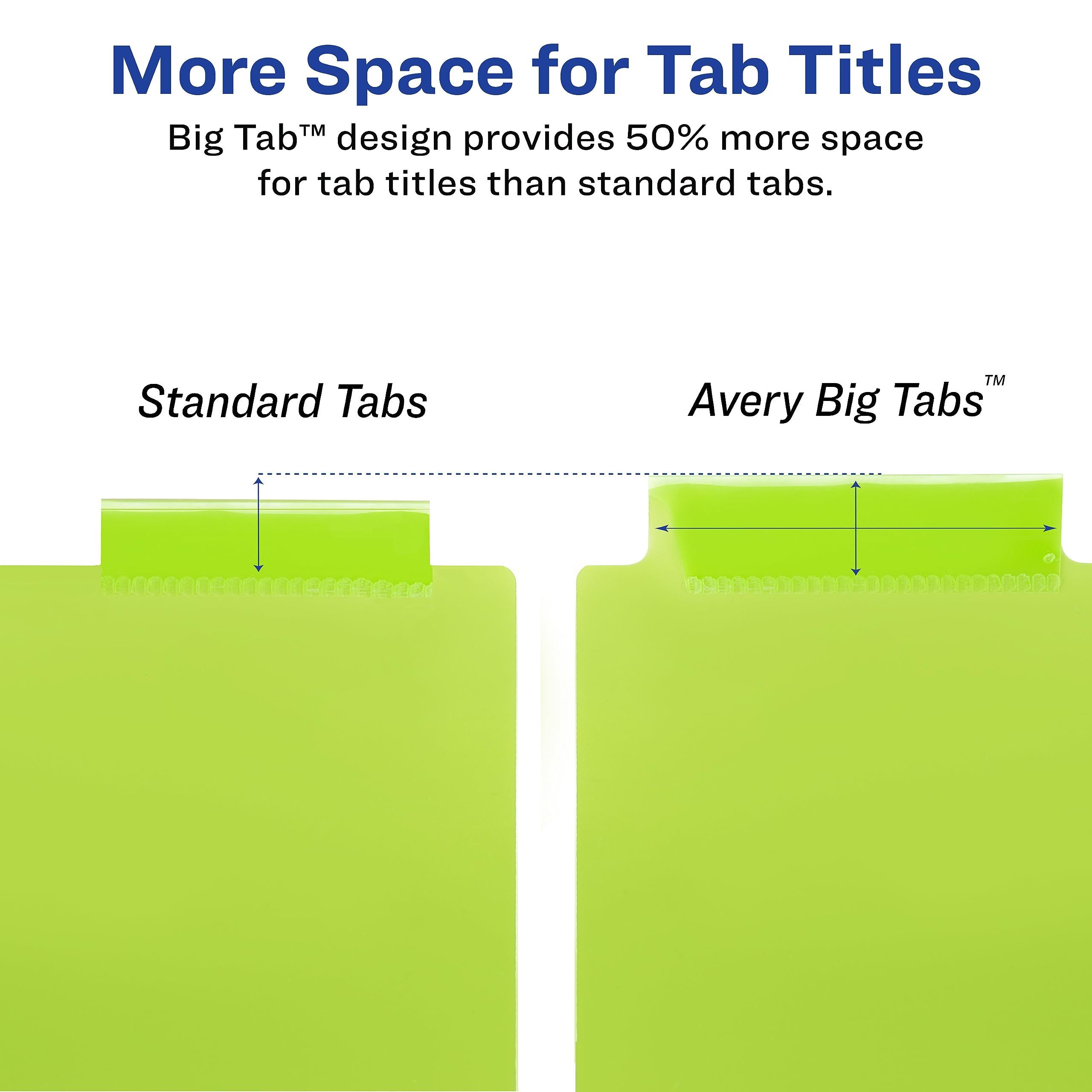 Big Tab Dividers, Two Slash Pockets, 8-Tab, Assorted, 1 Set
