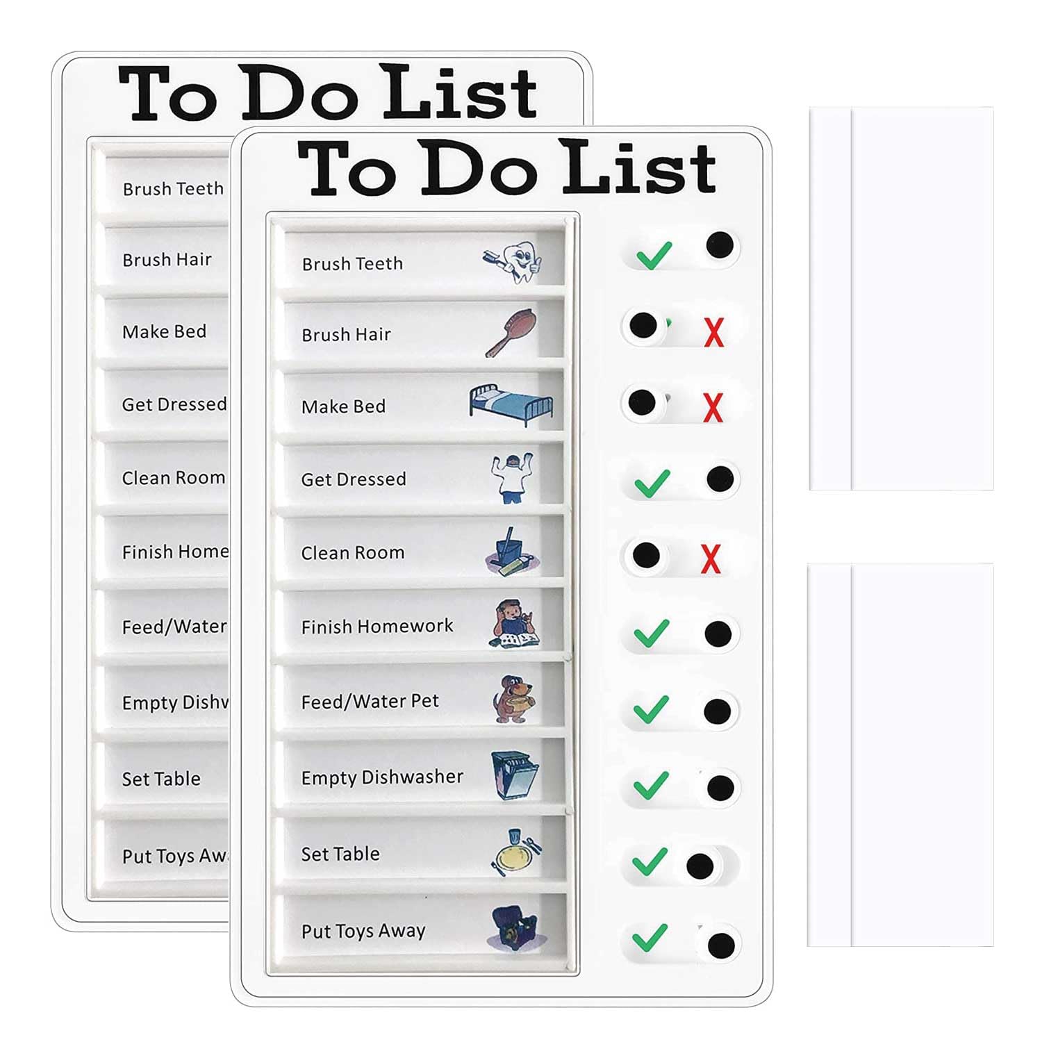 2 Pcs Chore Chart for Kids Multiple Kids Sliding Routine Chart for Home Refrigerator Visual Schedule to Do List My Chores Memo RV Checklist Task