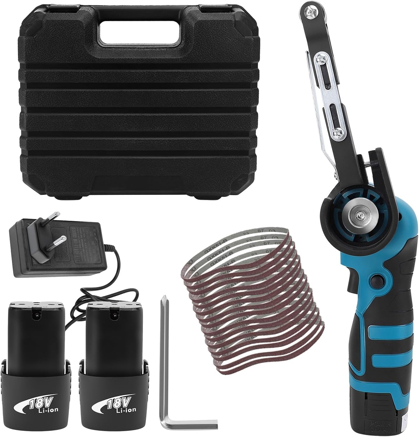 Levigatrice a nastro a batteria al litio 16,8 V 7000 giri/min 15 nastri abrasivi grana 80-1000 per legno metallo