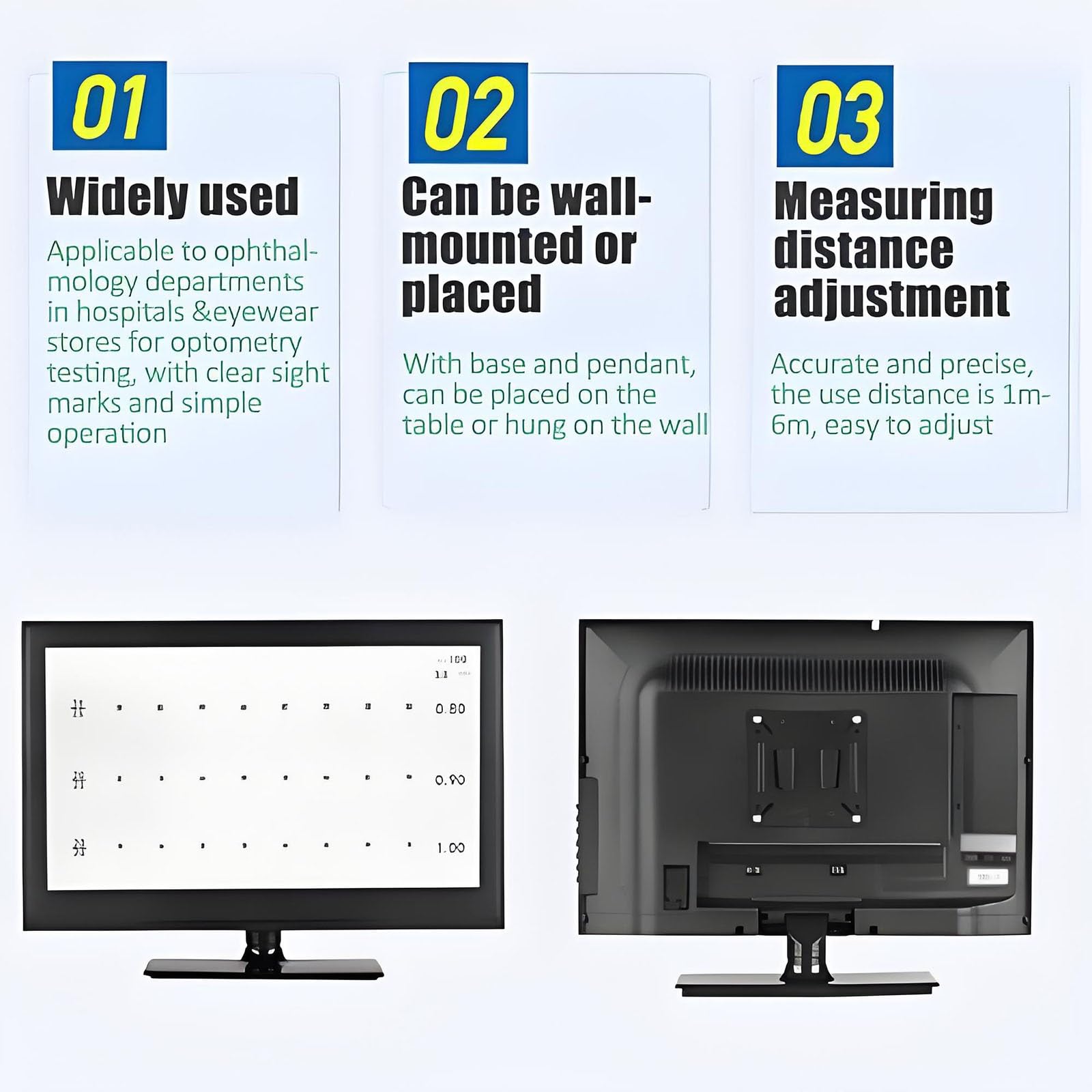 Panel óptico del gráfico de la agudeza Visual Digital del LCD con múltiples Objetivos visuales, Distancia de medición Ajustable de 1-6m para los exámenes médicos de la Vista