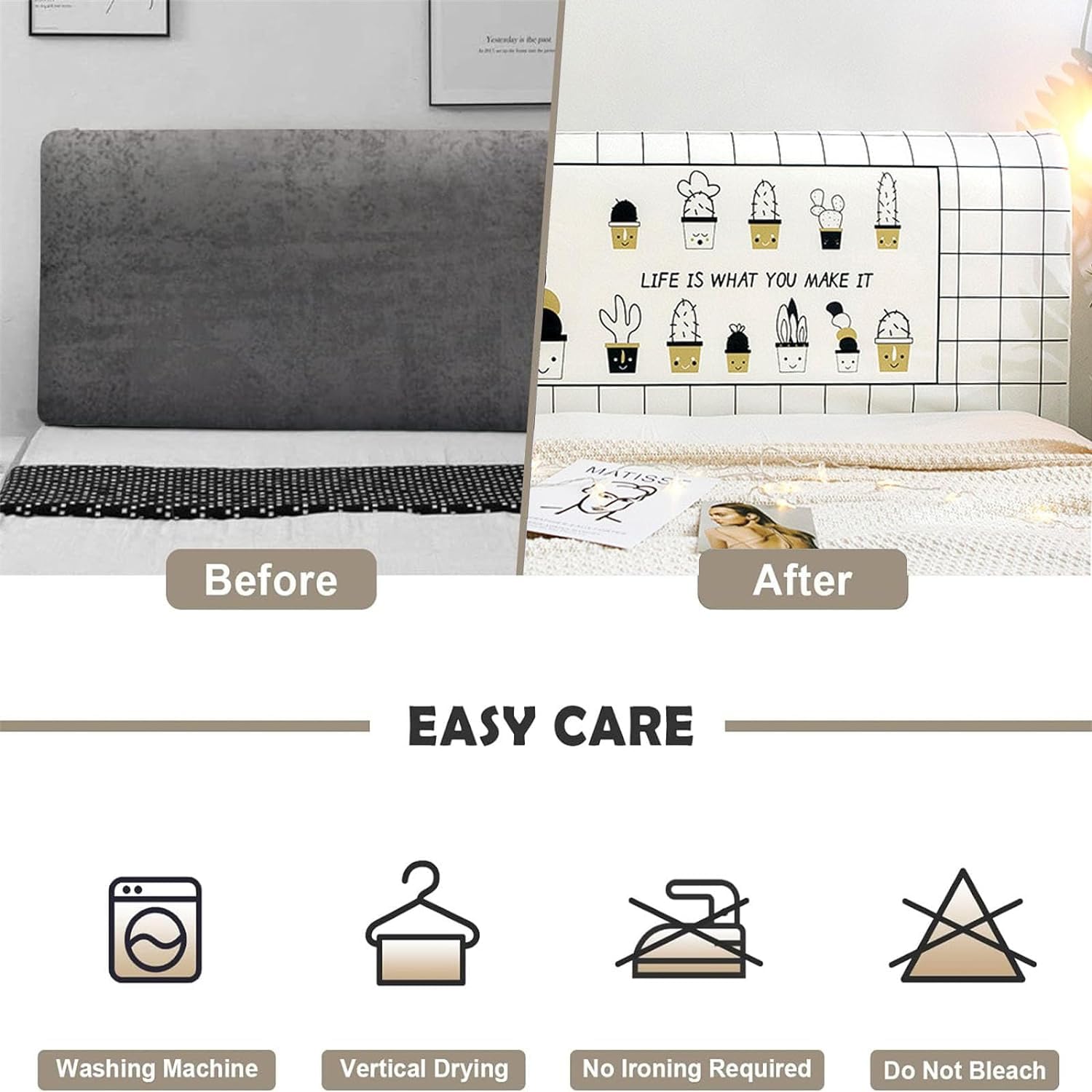 Copritestiera Letto Elastico - Viola | Lavabile | Antipolvere | Per Testiera Piatta O Arcuata - Foto 8