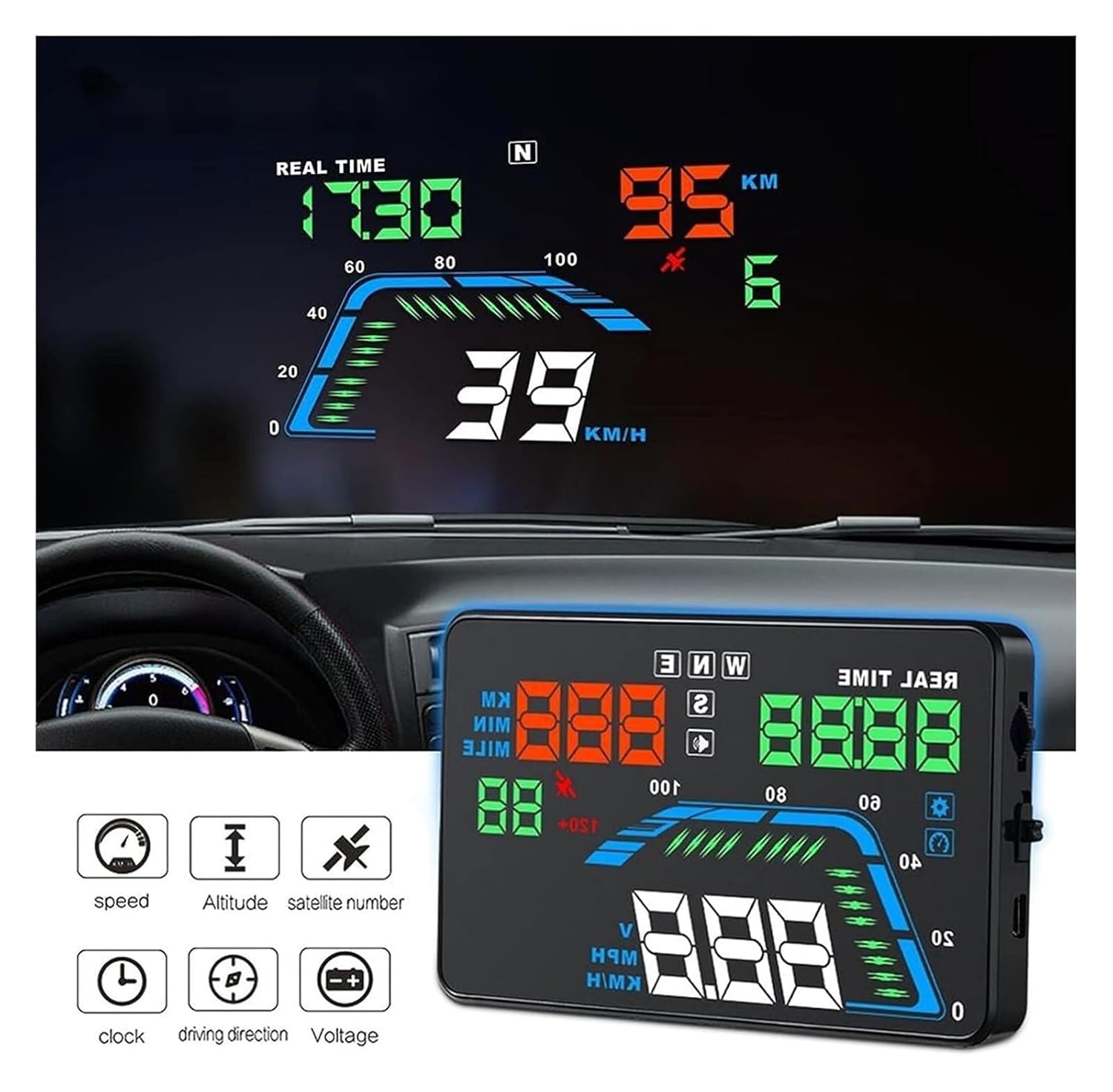 Heads up Display for Cars, Car Speedometer for Mirror Hud Car Bike Motorcycle Auto Accessories Windshield Projector