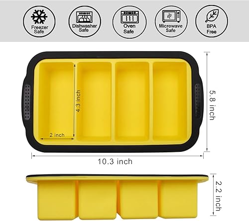 Miniatura 5 de Bandeja de congelación extra grande de 1 taza con tapa, moldes para congelador de alimentos para sopa, caldo, salsa o mantequilla, bandejas para