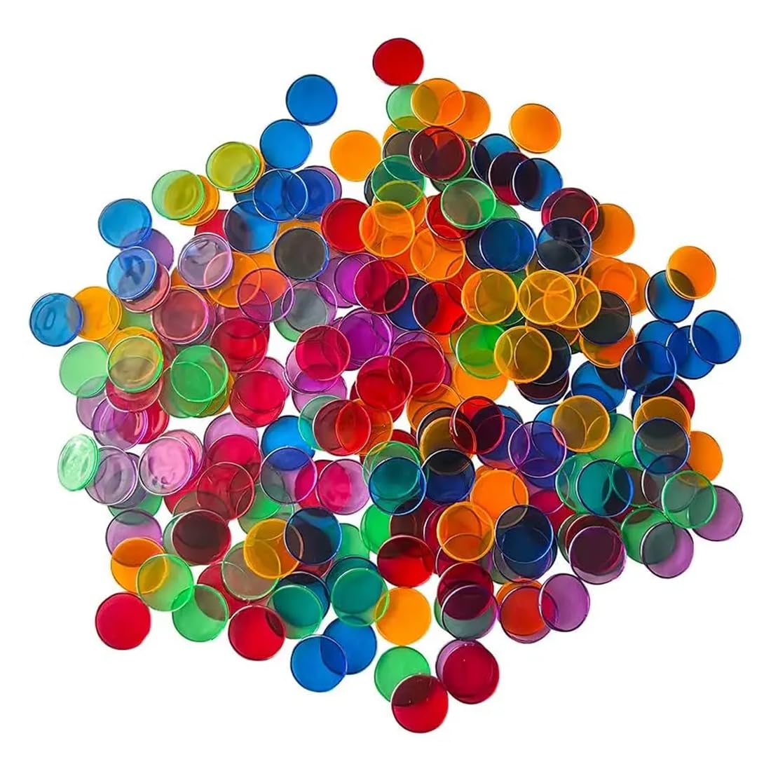100 Pezzi Gettone di Plastica Trasparenti-Colorato di Plastica