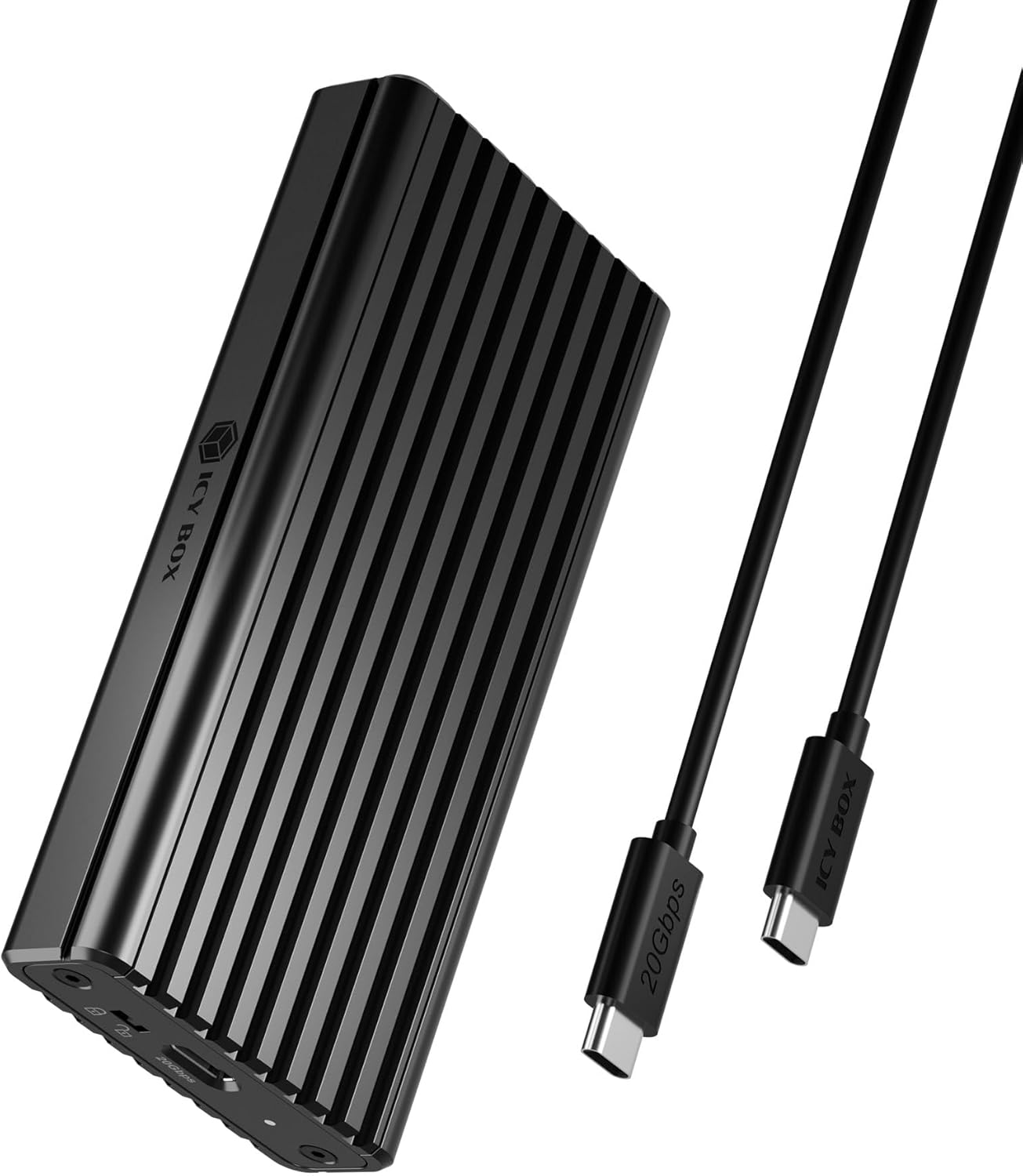 20Gbps M.2 NVMe SSD Enclosure, ICY BOX USB C External NVMe M.2 Enclosure with USB C 3.2 Gen 2x2, Tool-Free Case, Compatible with 2230/2242/2260/2280 Drives – Aluminum, Plug & Play