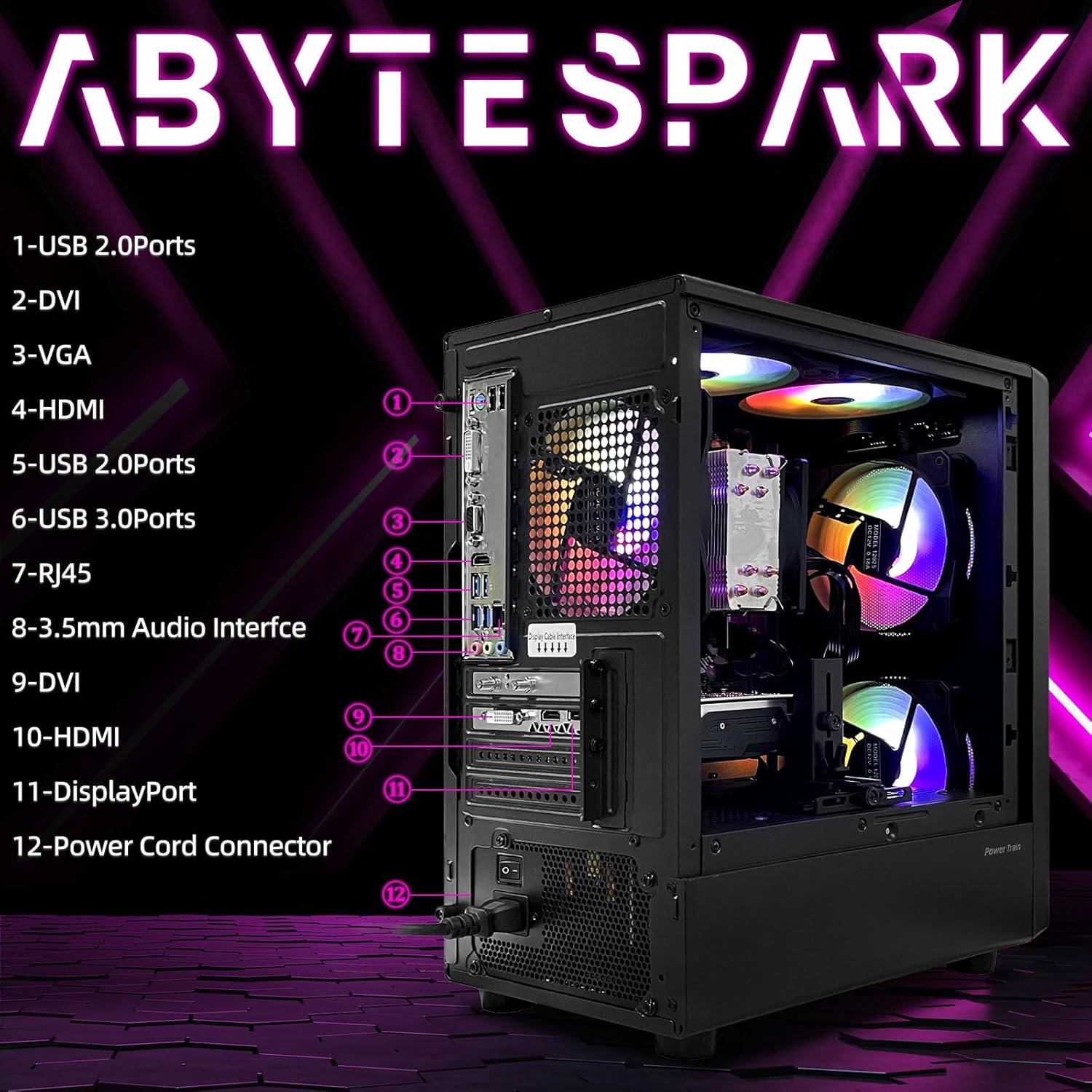 Prebuilt Gaming PC Desktop Computer,Intel Core i7 Desktop,Operating at A Frequency of 3.4-3.9 GHz,RX590 Graphics Card with 8GB GDDR5 Video Memory,16GB RAM, 512GB SSD,WiFi 5.0,RGB Fan x5