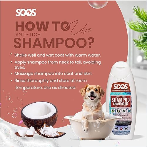 Miniatura 4 de Soos Champú antipicazón para mascotas para perros y gatos - Natural Mar Muerto de rápida absorción - Piel limpia con vitaminas minerales, aceites