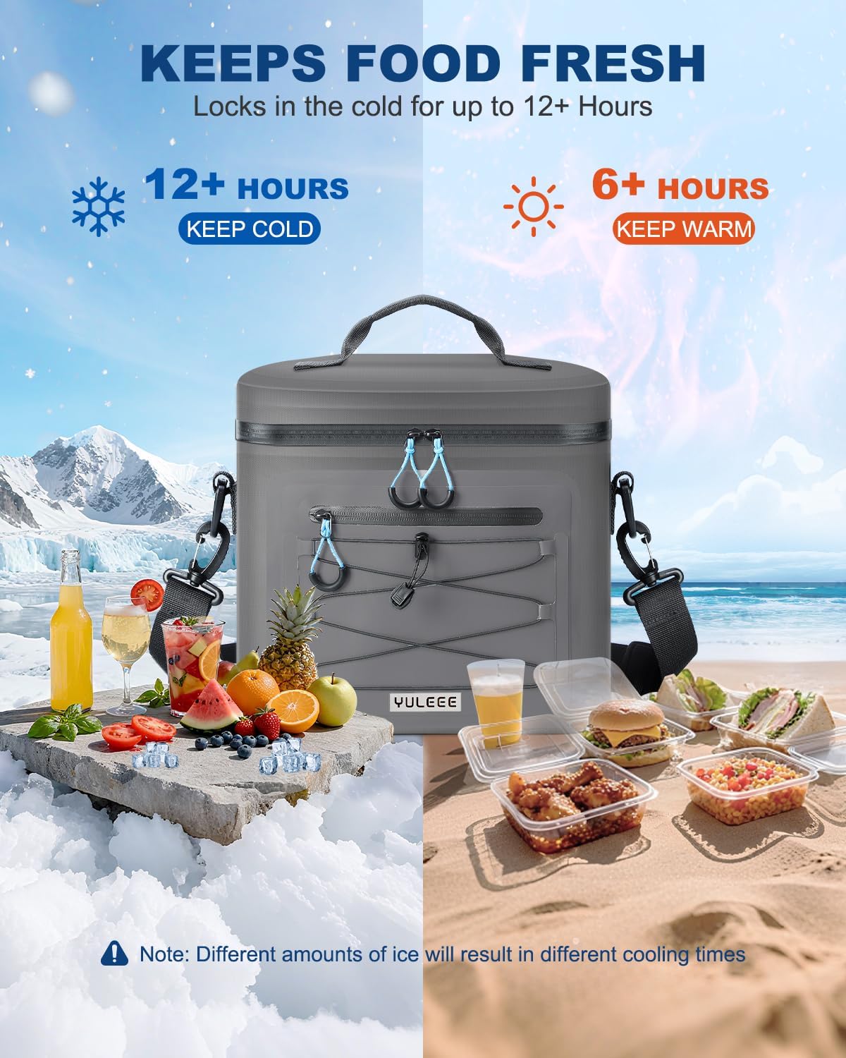 Cooler Bag, 7/16/30 Can Soft Sided Small Portable Insulated Cooling Pack, Everyday Lunch Cooler, Leakproof Ice Chest for Beach, Camping, Travel, Picnic