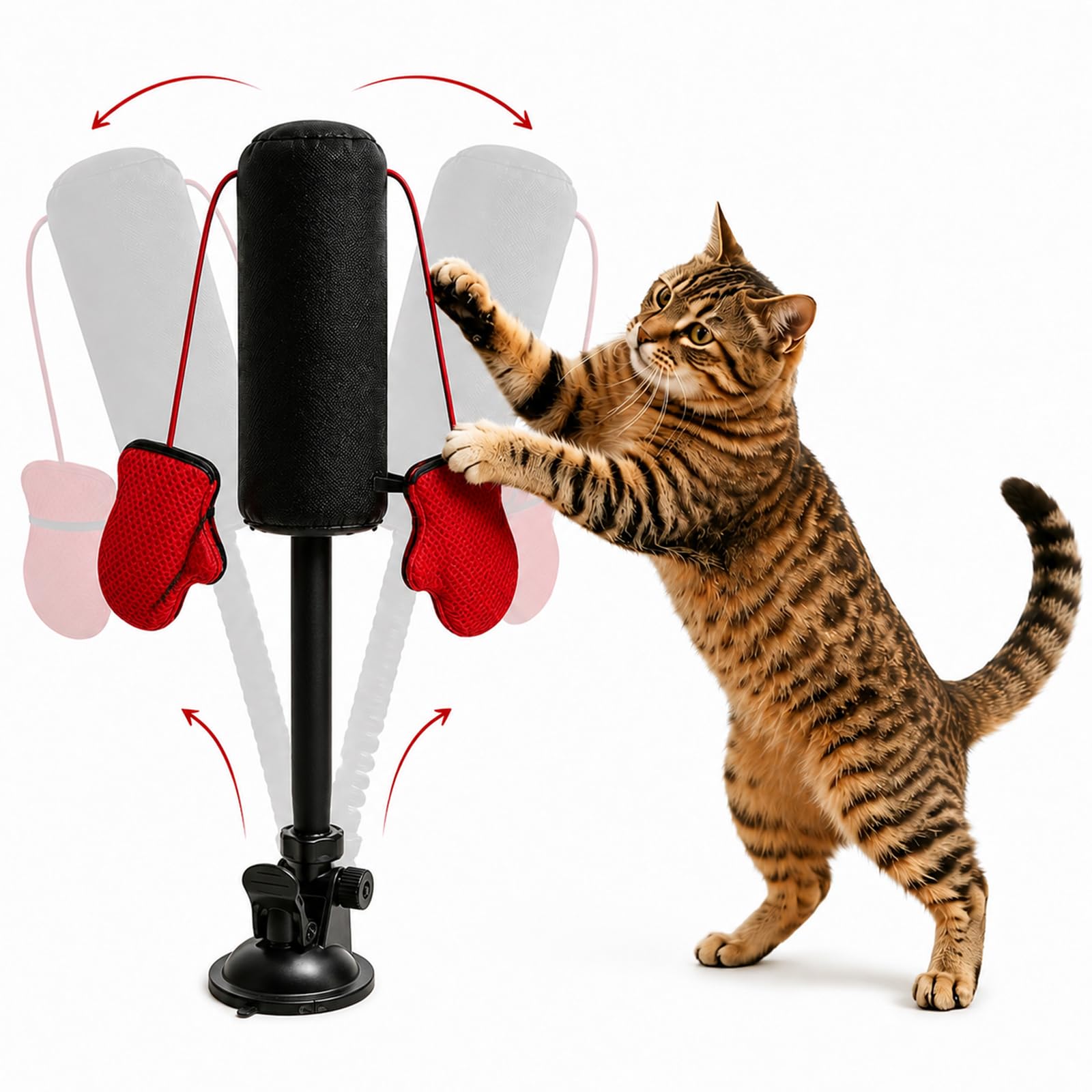 Cat Punching Bag Toy, Interactive Cat Boxing Toy - Spring Loaded Punching Bag for Cats with Reinforced Suction Cup Base - Creative Pet Exercise Toy for Indoor Cats & Kittens (1PCS)