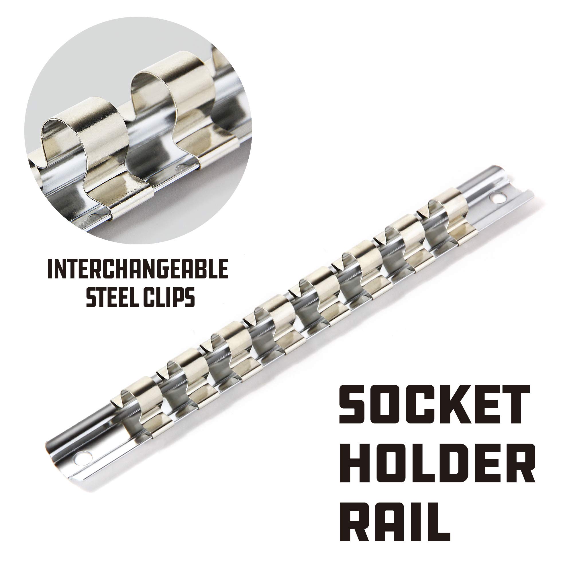 Powerbuilt 8-teiliges Steckschlüssel-Set | 3–10 Mm, 3/8" Antrieb | Kugelgelenk-Bits | Aufbewahrungsschiene