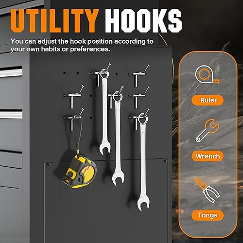 Miniatura 7 de Crownland Caja de herramientas con ruedas de 8 cajones con ruedas, armario de herramientas desmontable 2 en 1 con cerradura con cajones y