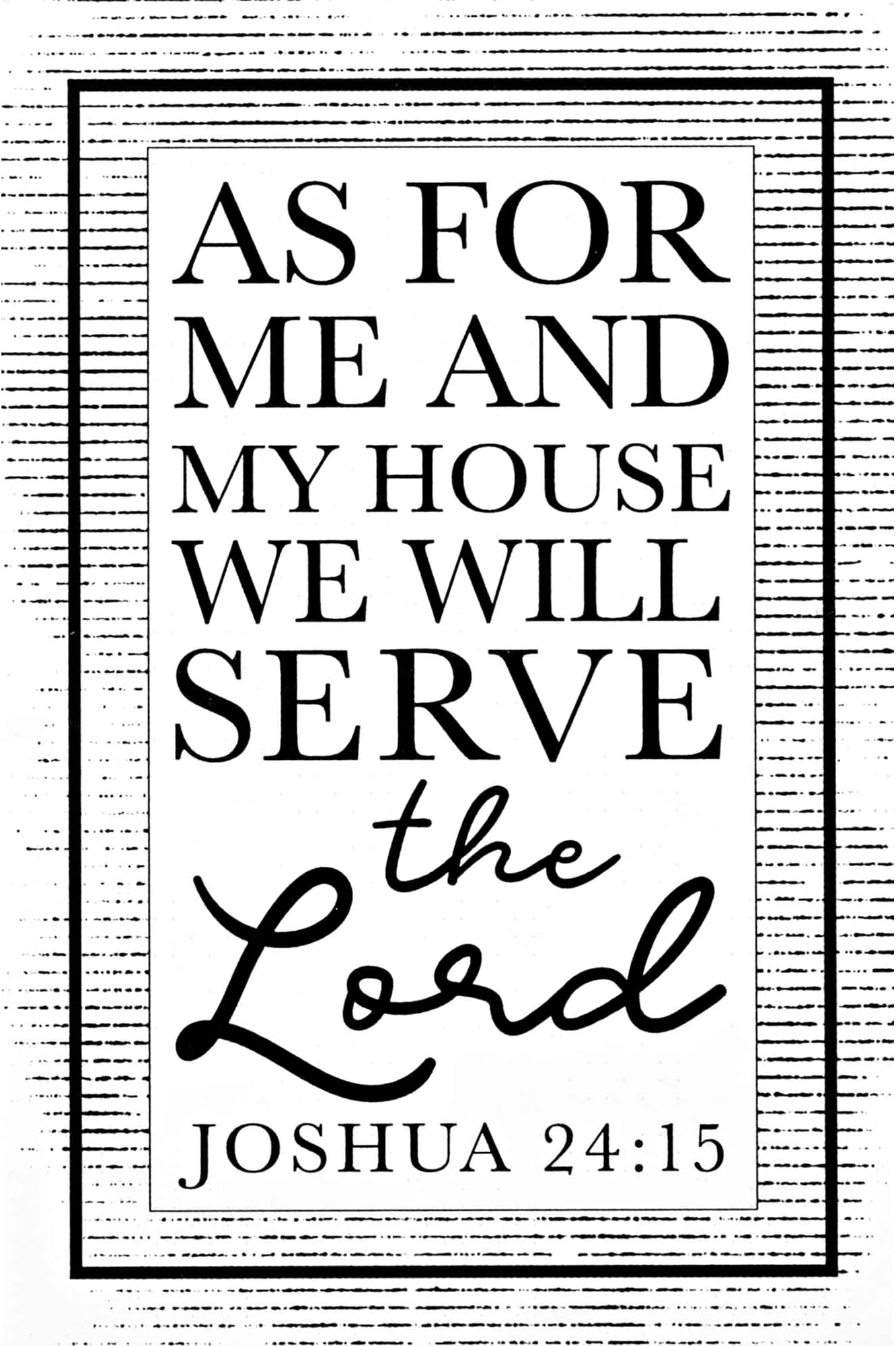 ons IBB-238 As for Me and My House We Will Serve The Lord White and Black 3 x 2 Paper Itty Bitty Blessings Card Bookmark, Pack of 24
