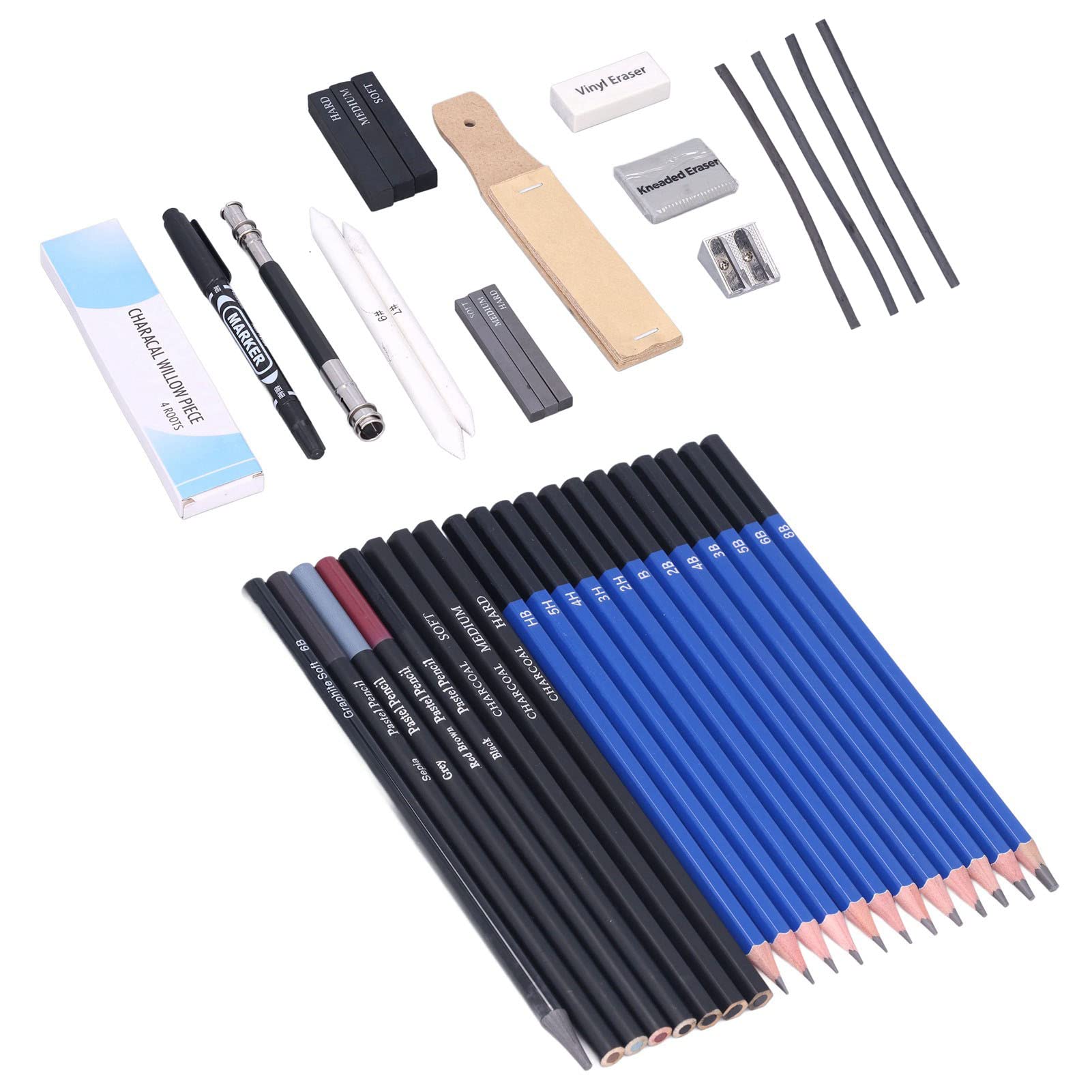 Ensemble de Crayons à Dessin 40 Pièces avec Crayons Graphite et Fusain pour des Créations Artistiques pour la Plupart des Gens, Matériau en Tissu Oxford