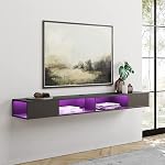 WAMPAT 70 inch Floating TV Shelf for Under TV, Floating TV Stand for 75 TVs, Wall Mount Media Console TV Stand with Storage for Living Room,Bedroom, Black