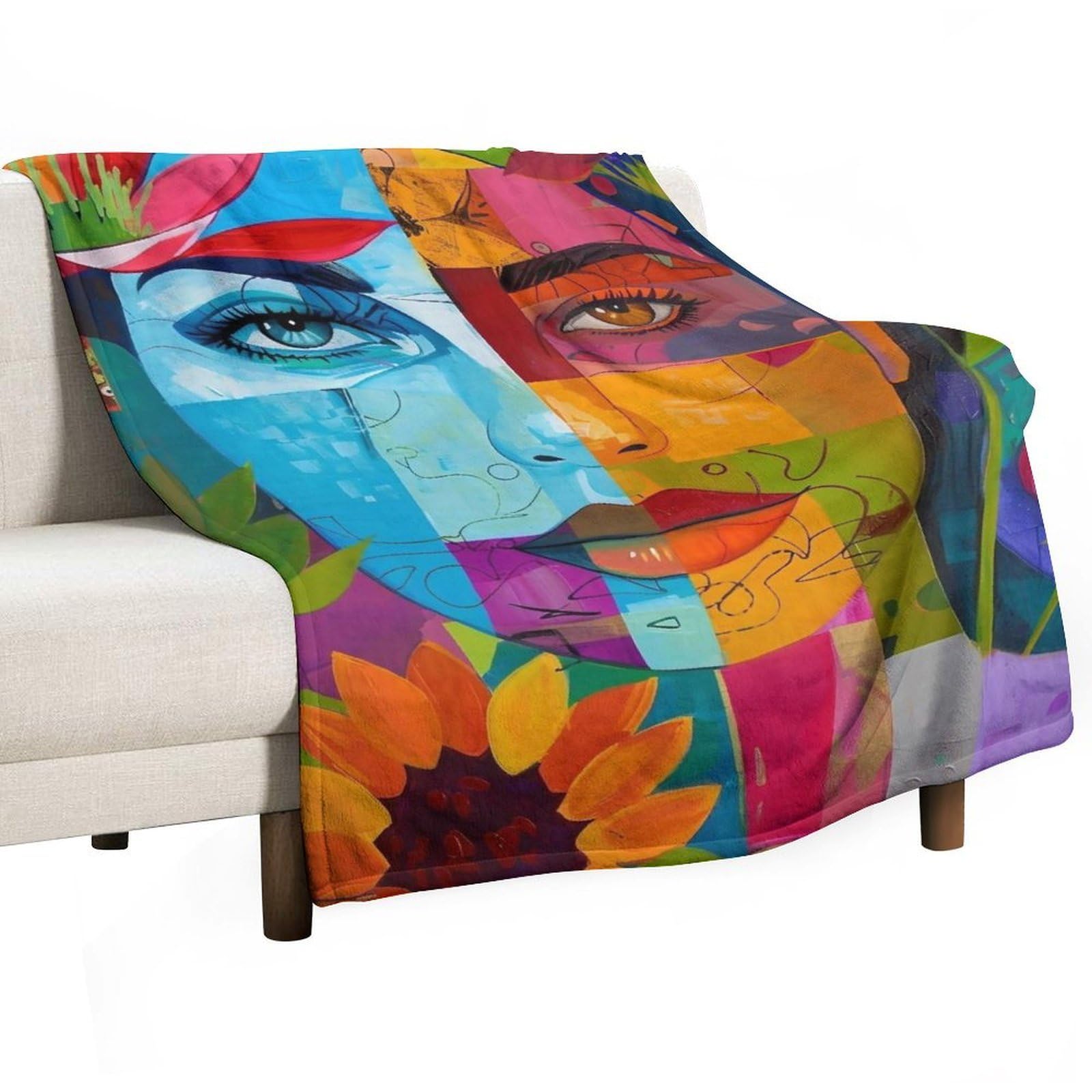 YHGSREUOH Floral Quadrant Woman 04 Flannel Blankets Fleece Soft Throw Lightweight Plush Gifts for Couch, Bed, Cozy Sofa Plush, Chair, Lovers 130x175cm(50x70in)