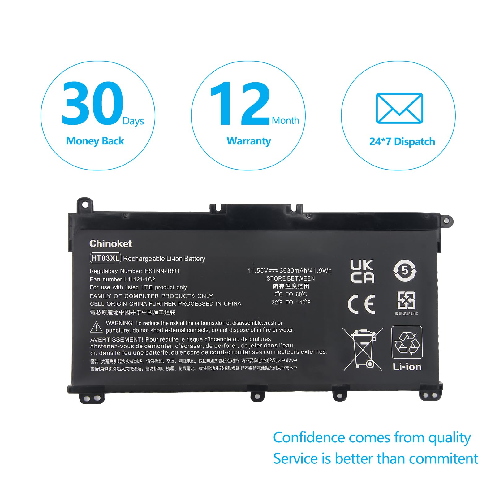 HT03XL L11119-855 Batería para portátil HP Pavilion 14-CE 14-CF 14-CK 14-cm 14-DH 14-DK 14-DF 14-MA 14Q-CS 14Q-CY 15-CS 15-DQ 15-DA 15-CW 17-by 17-CA 240 245 250 255 G7 340 348 G5 L11421-2C2
