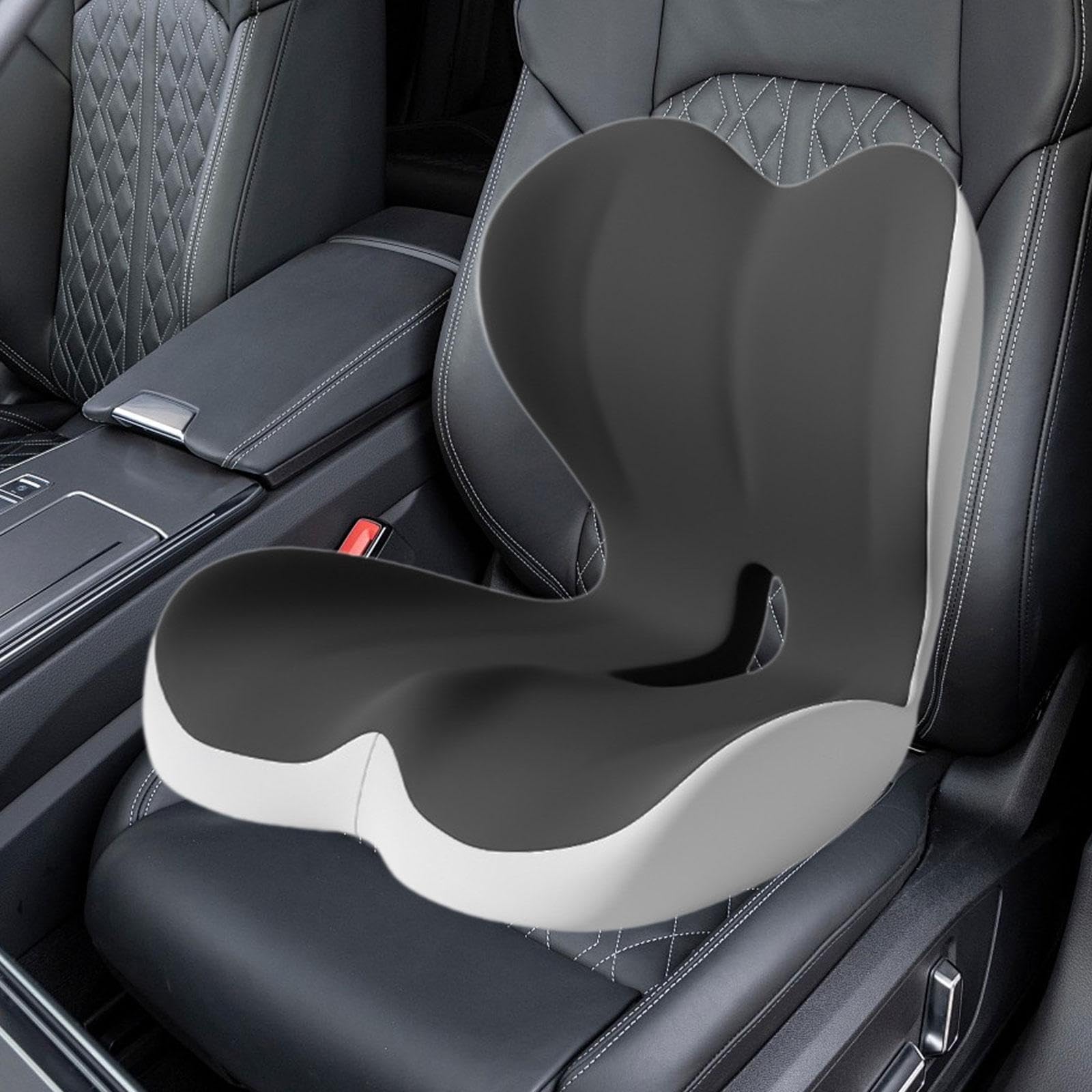 Cuscino per Sedile Ortopedico Con Fondo Antiscivolo E Una Fodera Rimovibile, Cuscino Ergonomico per Supporto Lombare E Coccige in Schiuma a Memoria Di Forma Adatto per Ufficio E Auto, Grigio