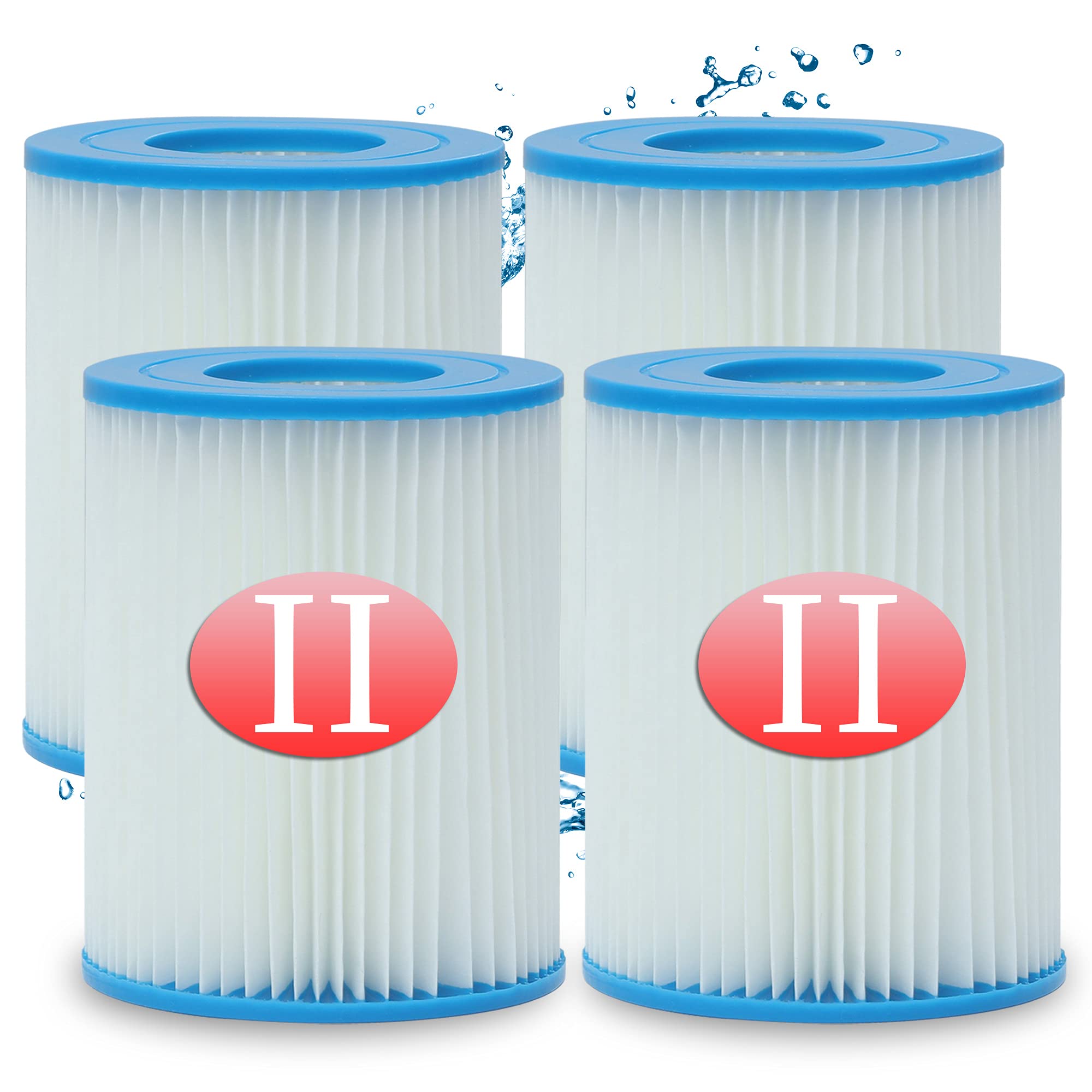 Cartucho de Filtro Tipo II para Bomba de Piscina, Cartucho de Filtro de Repuesto para 58094, Capacidad: 2006/3028 l/Hora (4 Unidades)