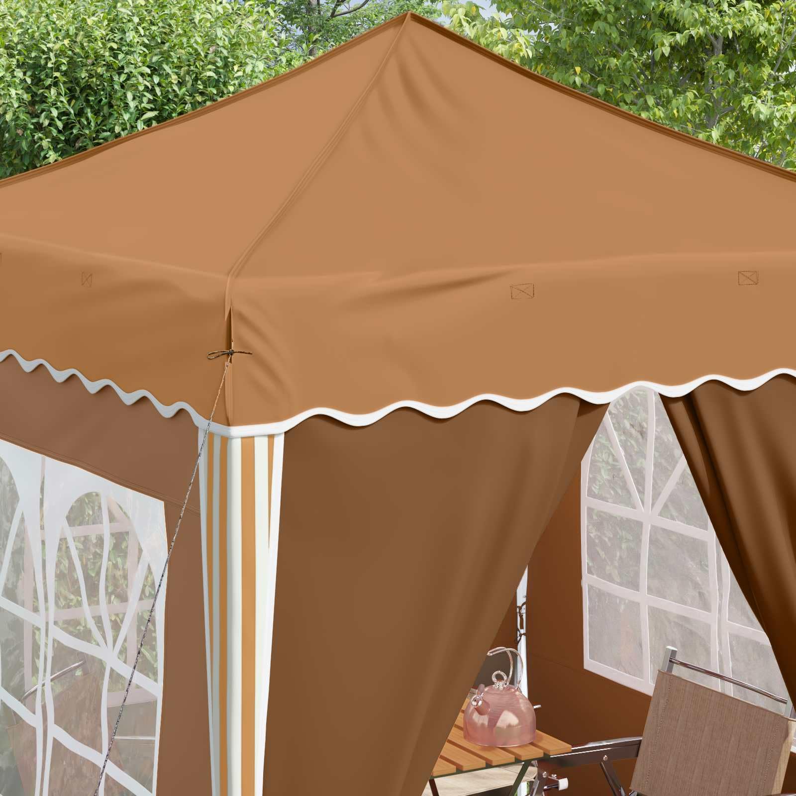 Namiot imprezowy Pop-up z beżowej tkaniny Oxford, 195 x 195 x 245 cm, z 4 ściankami bocznymi, ochrona przed promieniowaniem UV, odporny na warunki atmosferyczne i składany, do ogrodu, na