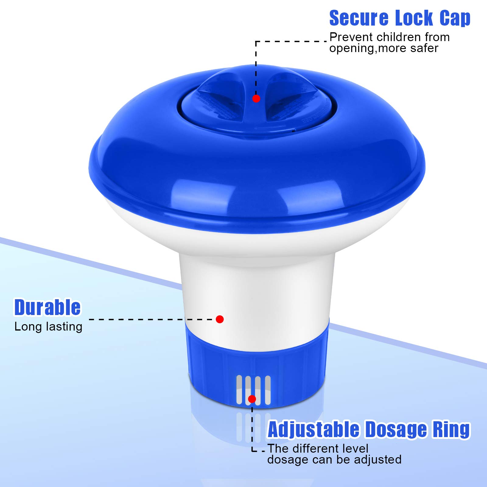 5 Pouces Distributeur Flottant, Distributeur de Chlore pour Piscine, Diffuseur de Chlore, Diffuseur Chlore Piscine, Diffuseur Flottant Piscine pour Piscine/Spa/Aquariums (5 Pouces)
