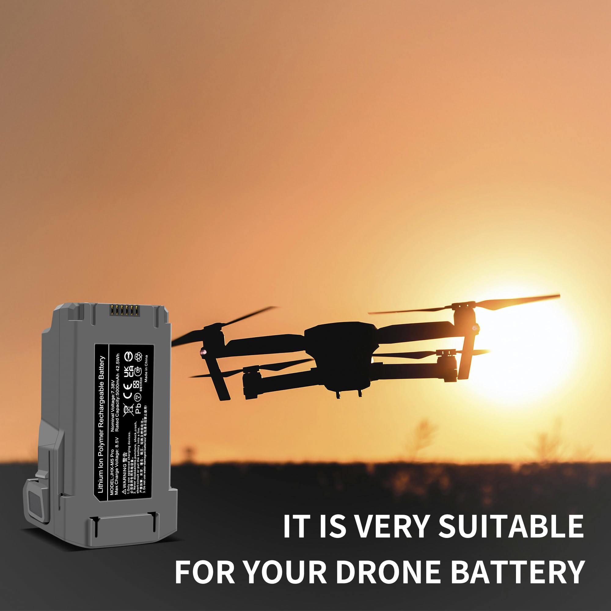 Batteria di ricambio da 5000 mAh Flight Plus compatibile per DJI Mini 5 Pro 5000 mAh 47 minuti di volo aggiornamento batterie 2026, temperatura di ricarica da 41° a 104 ° F
