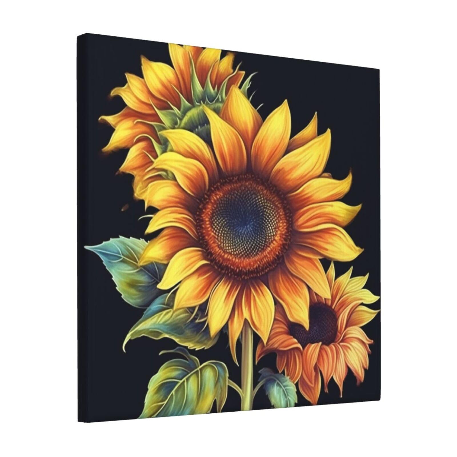 KLOPH Summer Sunflower Canvas Wall Art for Living Room 12"x12" Modern Artwork Painting for Bathroom Hanging Canvas Prints Aesthetic Wallart for Bedroom Kitchen Office Wall Decor