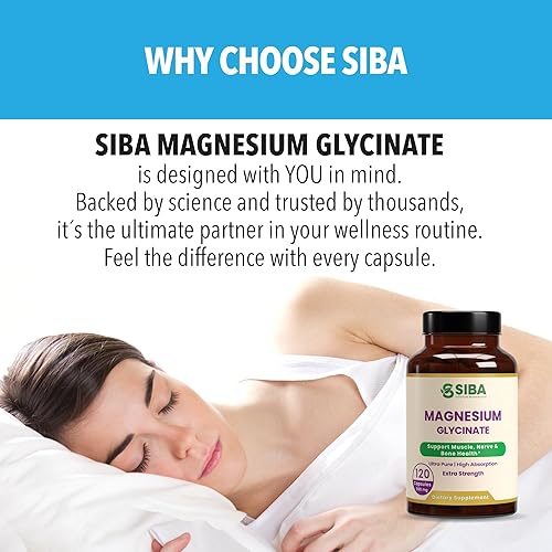 Miniatura 6 de SIBA Glicinato de magnesio 500 mg  Ultra puro, alta absorción para el apoyo muscular, sueño y relajación  120 cápsulas