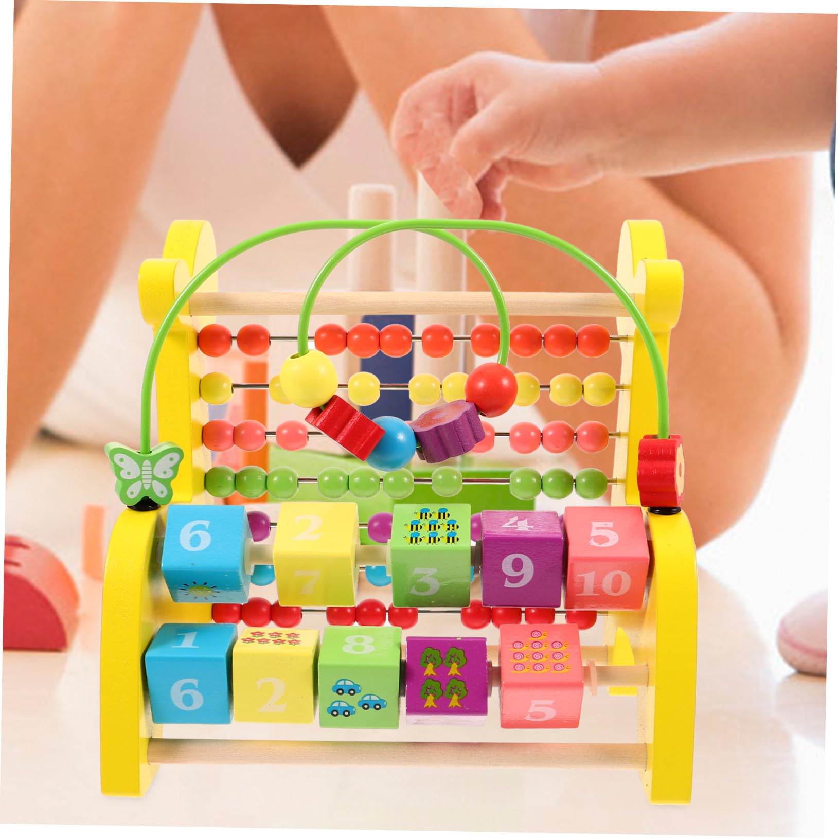 BESTonZON Abaco Giocattolo Giraffa in Legno per Ragazzo Ragazza, 1 Pz | Strumento Didattico per Contare, Riconoscimento di Numeri, Figure e Colori, per Ragazzo Ragazza