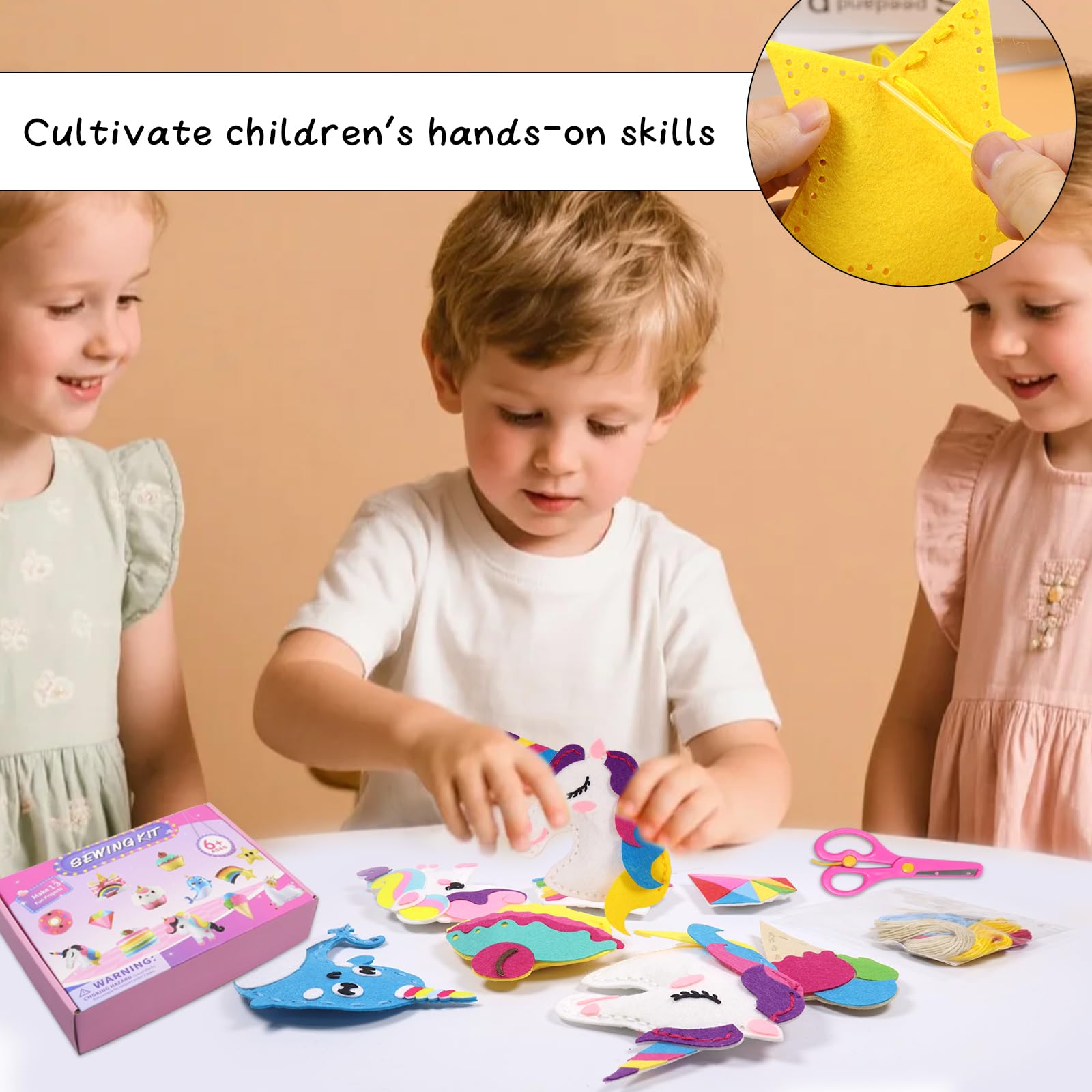 Kit Couture Licorne En Feutre Pour Enfants - Activité Créative DIY - à Assembler Et Décorer
