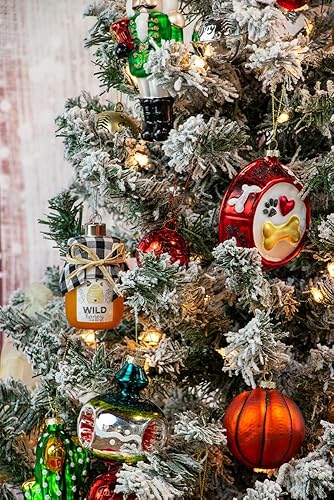 Miniatura 2 de Boston International Adorno de árbol de cristal navideño de invierno, 4 pulgadas, plato de perro