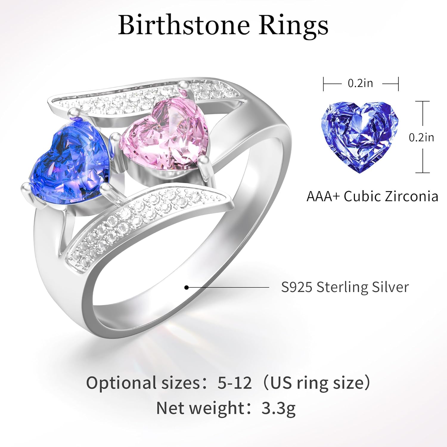 Easycosy Personalized 2-6 Birthstone Rings for Women - Mothers Ring with Name Engraved Promise Rings for Her Custom Mothers Day Anniversary CZ Jewelry Gifts for Mom Wife
