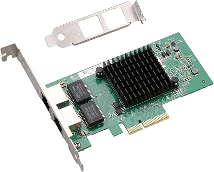 Dual-Port PCIe x4 Gigabit Network Card with Intel I350 1000M PCI Express Ethernet Adapter with Intel I350-T2 Two Ports LAN NIC Card for Windows/Server/Linux/Freebsd/DOS