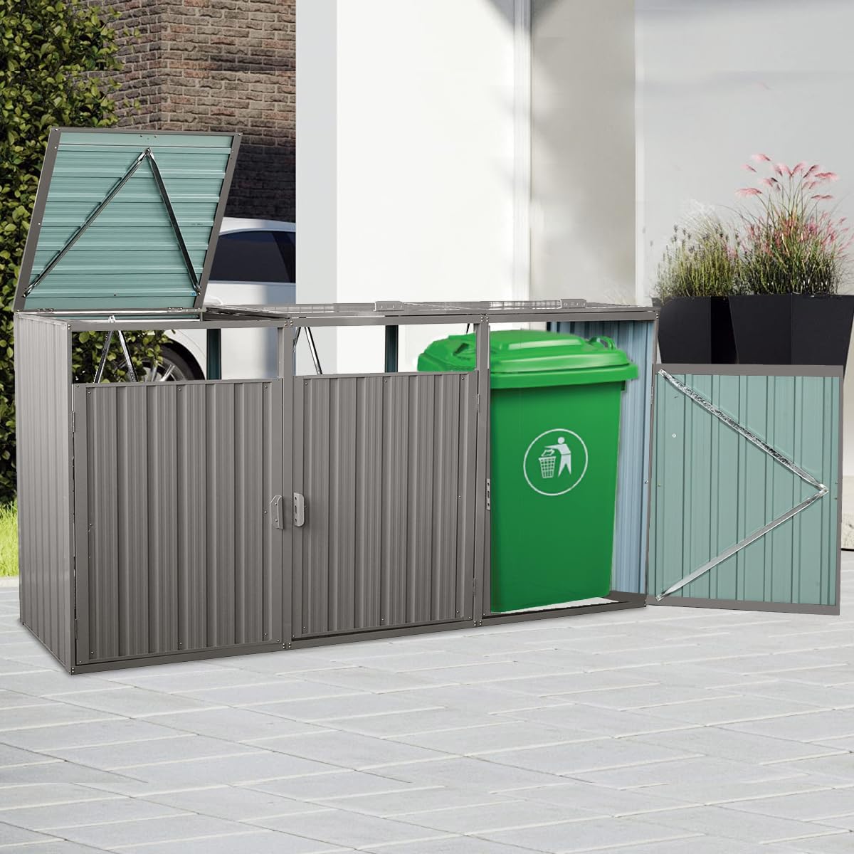 Outdoor Recycling Trash Bin Garbage Can Storage Shed Garbage Bin