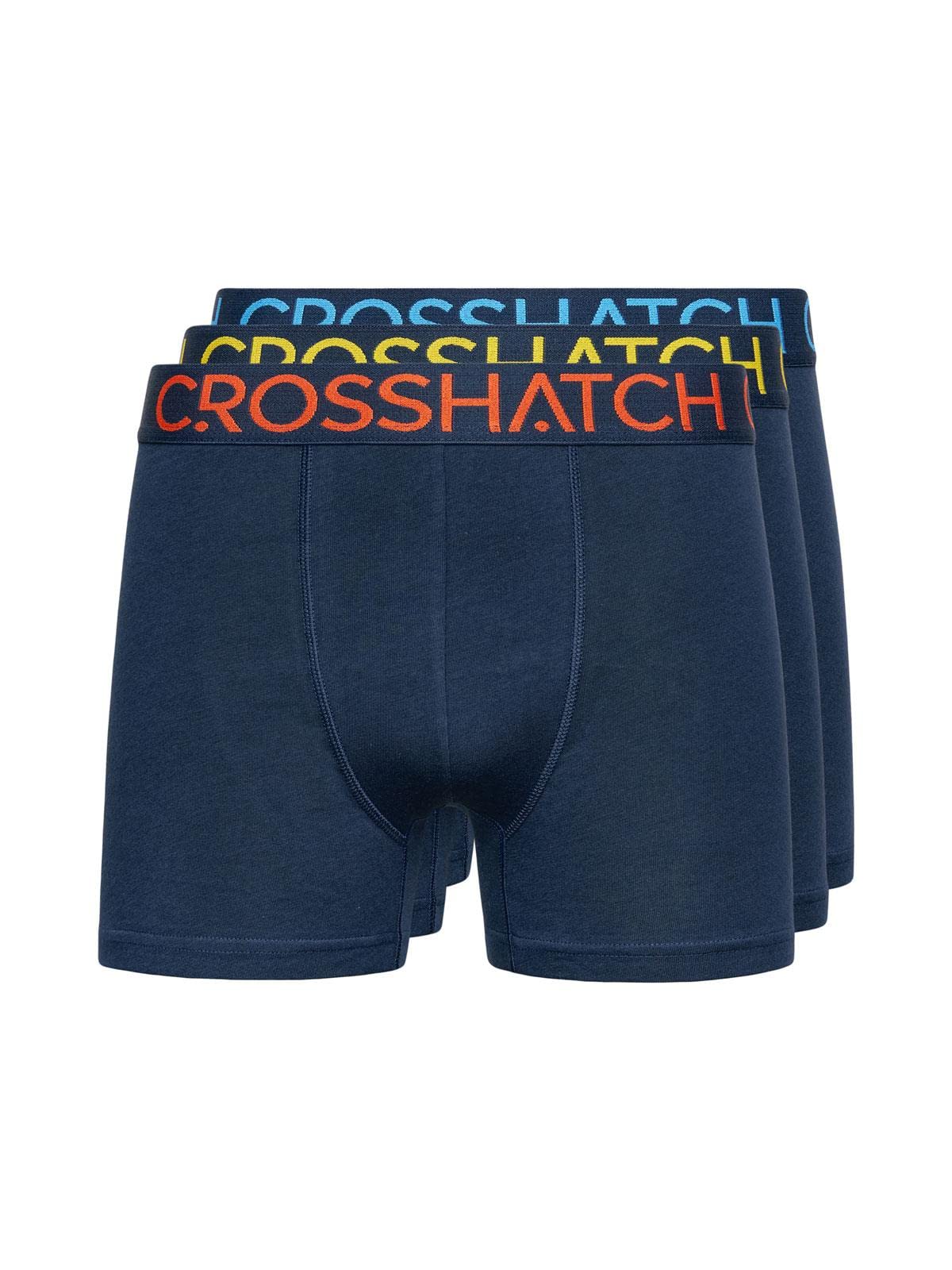 Crosshatch Men's Chasma - Navy Boxers 3 Pack Underwear Boxer Shorts Elasticated Waistband Trunks Multipack Set Large