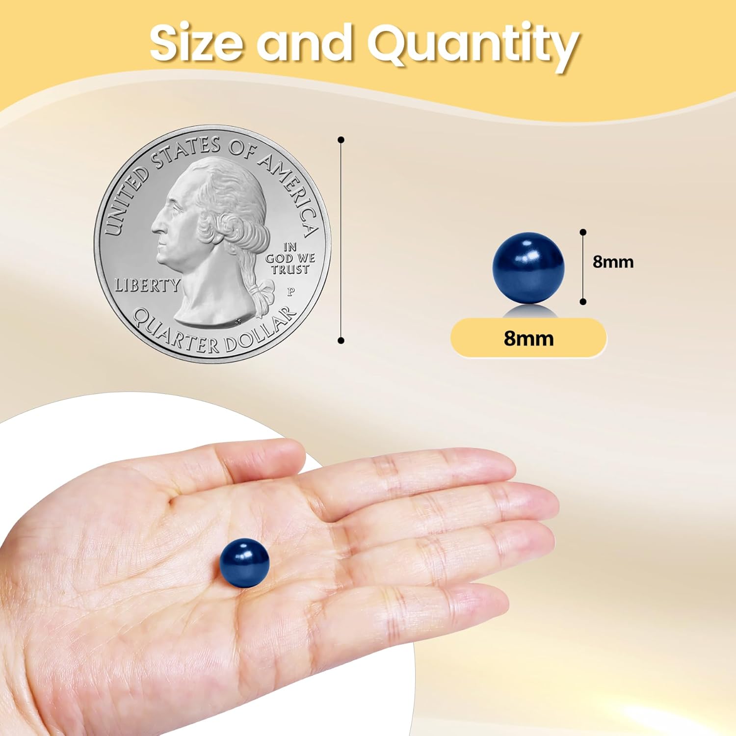 1400Pcs Navy Blue Vase Filler Pearl Beads for Crafting 8mm Beads No Holes Decor Suitable for Wedding Decor, Party Decorations, Centerpiece Table Decorations - Image 2