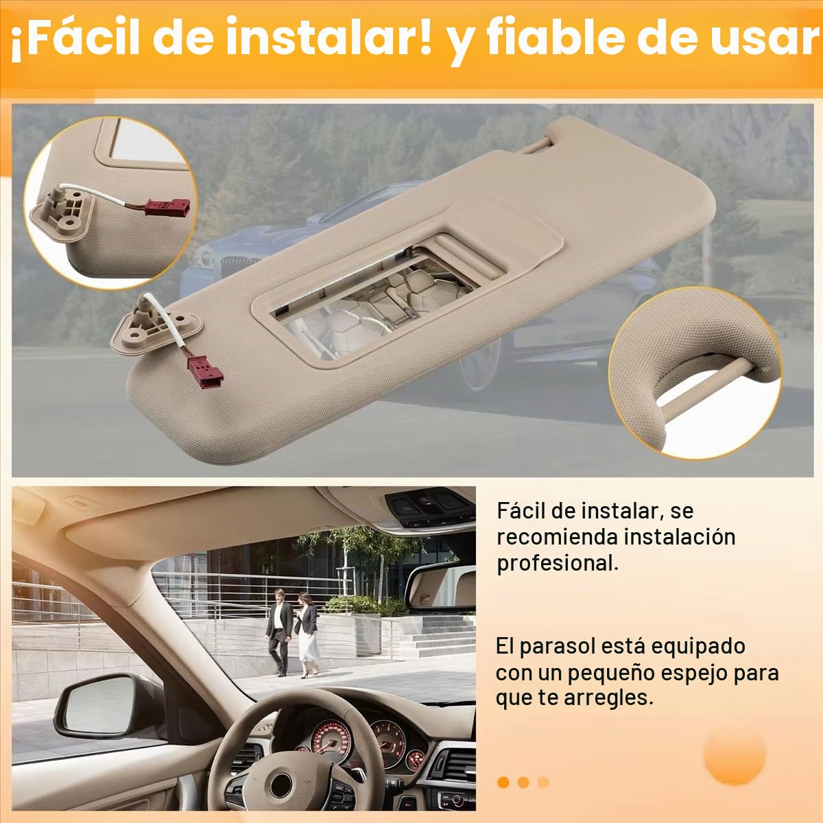 Espejo de Visera Frontal para Coche para BMW 3 Series E90 E91 2005-2008 2009 2010 2011 2012 2013 51167252009,Parasol Coche Parasol Izquierdo/Derecho con Espejo De Maquillaje,A-Beige Left