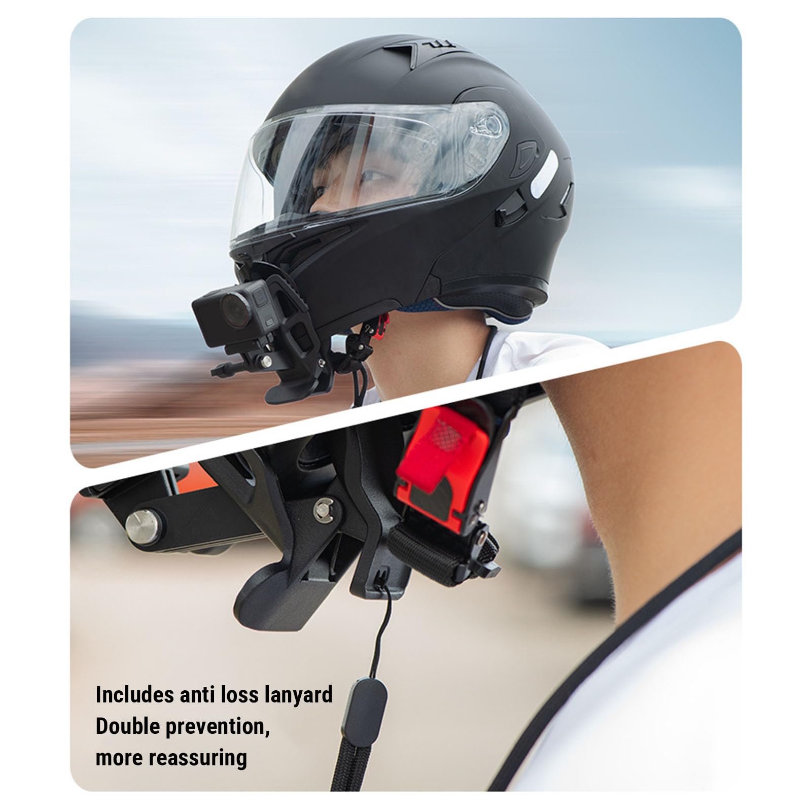 Abrazadera para casco de cámara ajustable multiángulo con montaje en barbilla para casco para Action Ace Series